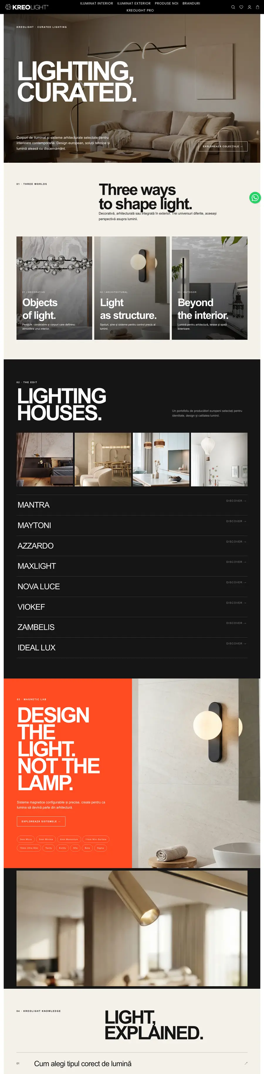 Desktop view of kreolight.ro