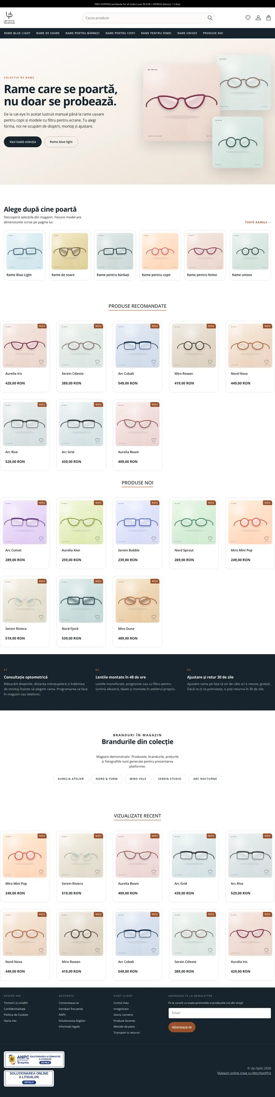 Desktop view of upoptic.ro